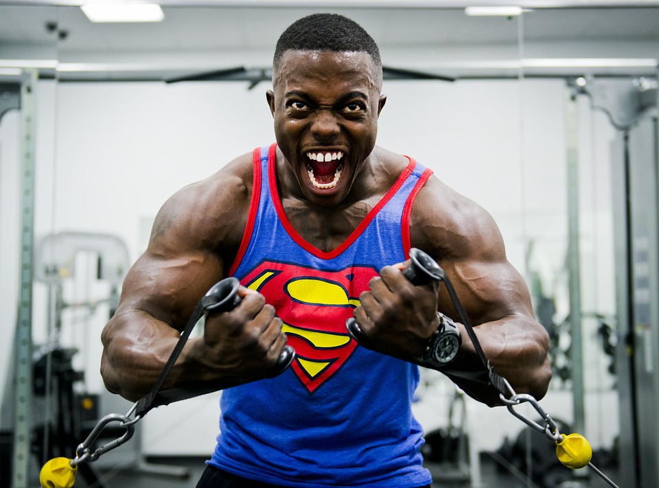 Man with fully developed muscle