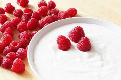 fresh yogurt and strawberries